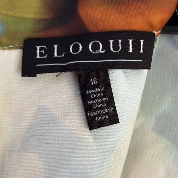 🆕Eloquii Satin Yellow and Green Sheath Dress with Bishop Sleeves 16🆕 - Picture 10 of 15